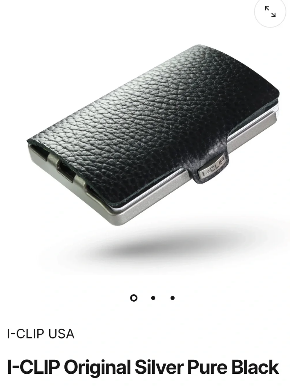 I-CLIP Slim Money Clip Wallet in Black Leather with Silver Frame